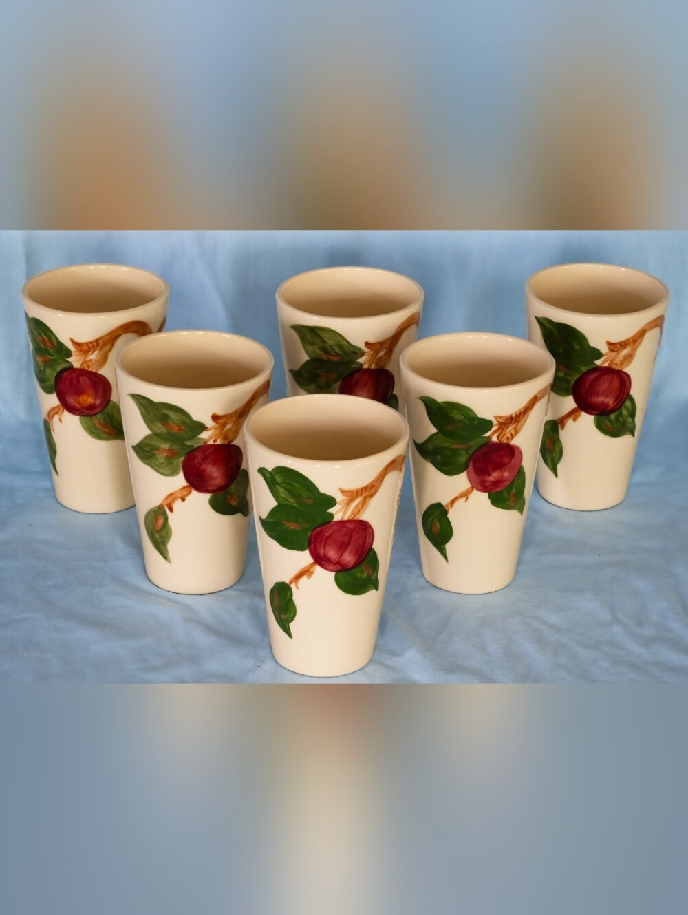 Beautiful and Stunning Franciscan Apple Tumblers. Set of 6. Made In USA!